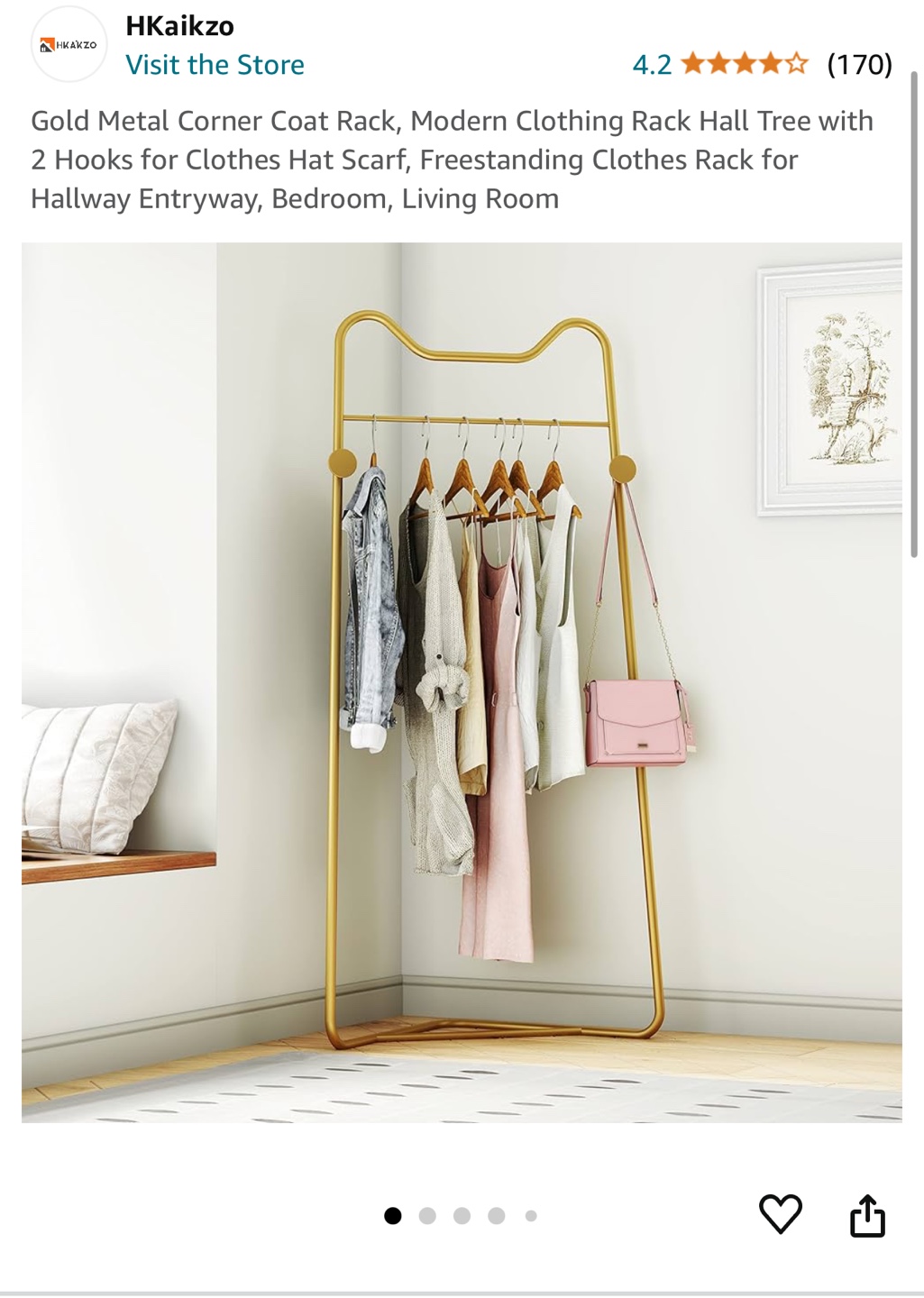 Gold Corner Coat Rack - photo 2
