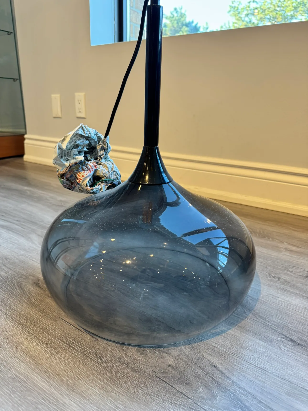 Smoke Grey Glass Dome Pendant Light *PRICE REDUCED* thumbnail
