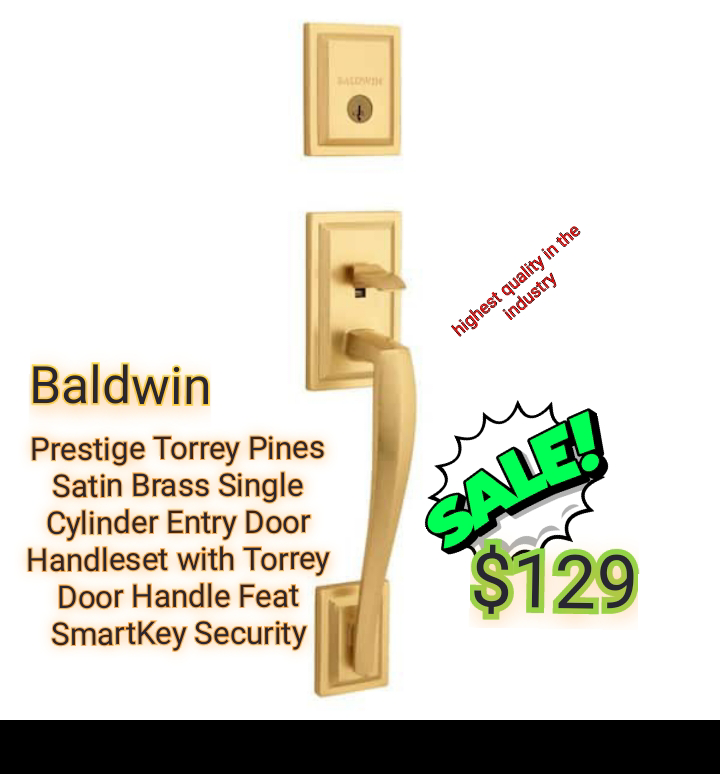 Torrey Pines Satin Brass Single Cylinder Entry Door Handleset