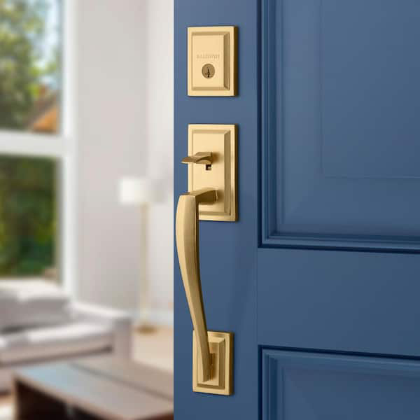 Torrey Pines Satin Brass Single Cylinder Entry Door Handleset - photo 5
