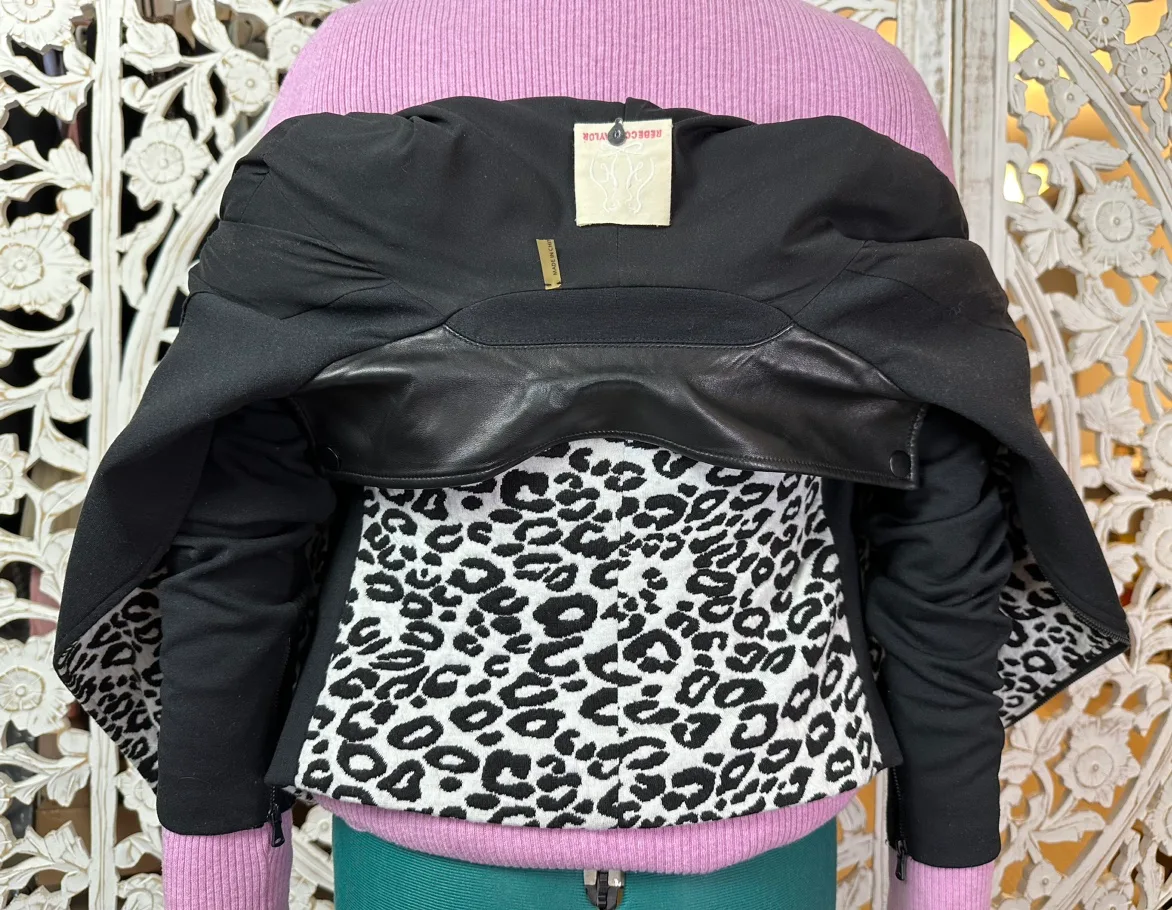 🧡 $695 NWOT Rebecca Taylor Sz 0 XS S leopard Moto Jacket Leather image indicator(8)
