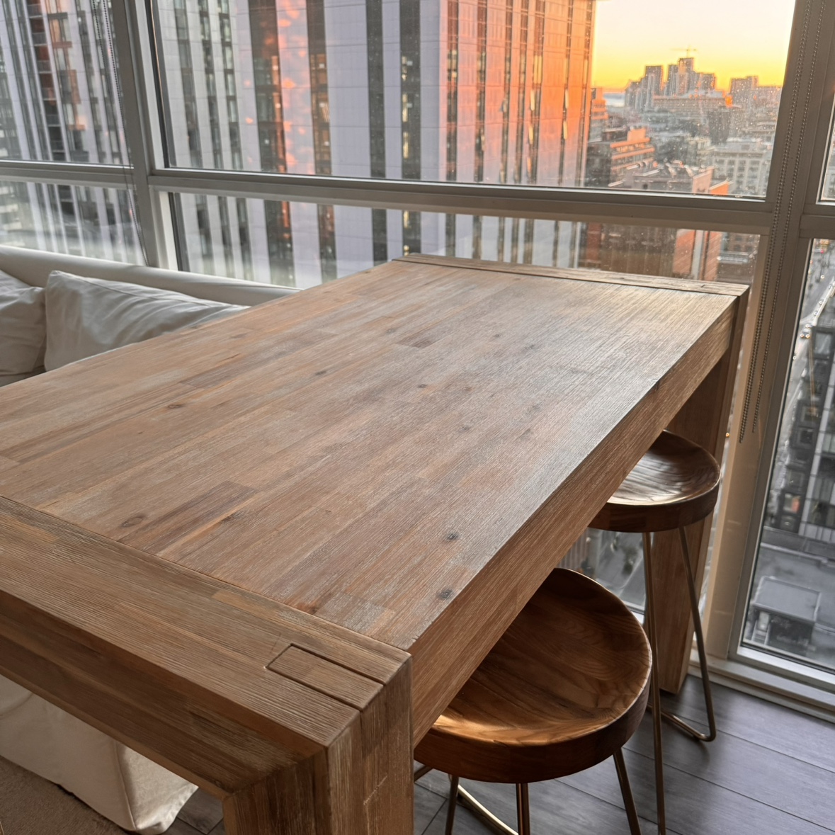 Real Wood Bar Table & 2 Elm Wood + Metal Bar Stools - photo 2