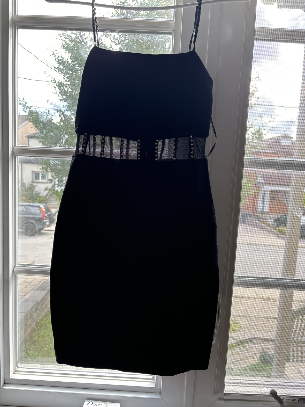 Black Mesh Detail Mini Dress Guess