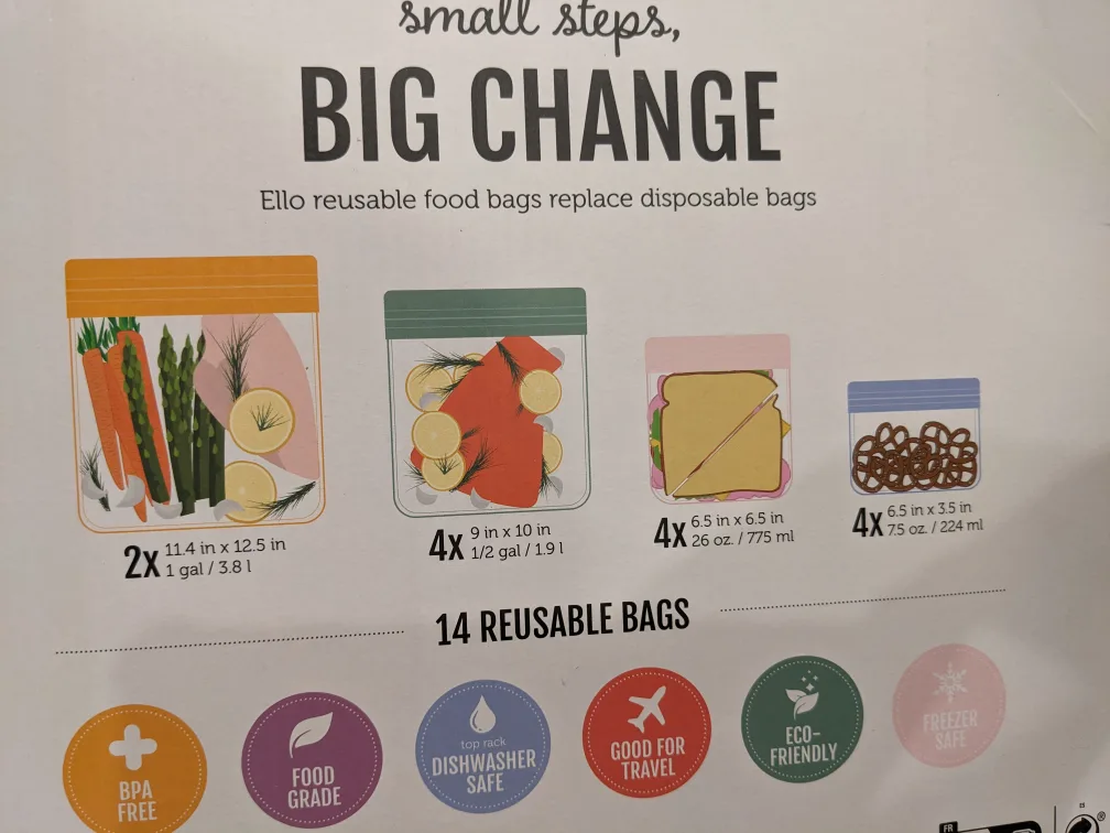 Ello 14 Reusable Food Storage Bags- Brand New sealed 🍁 image indicator(4)