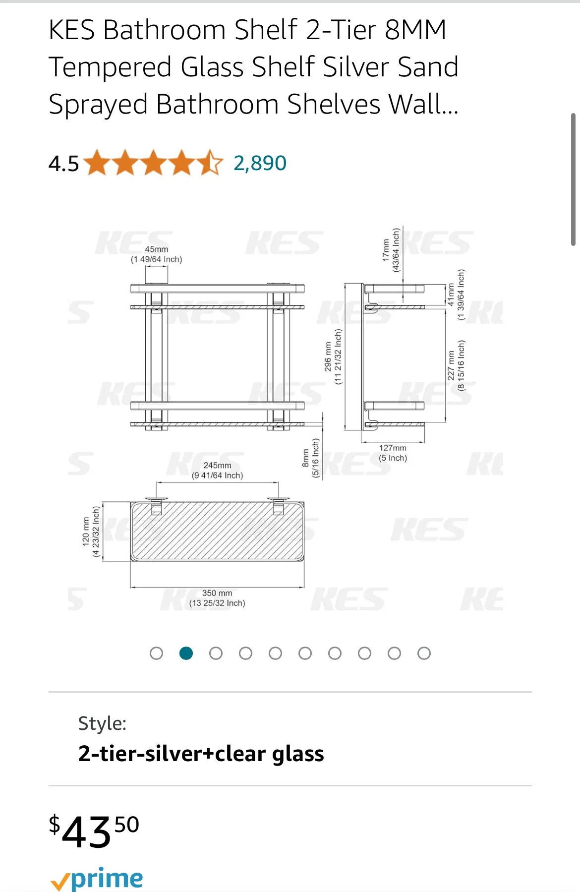 2-Tier Tempered Glass Bathroom Shelves image indicator(3)