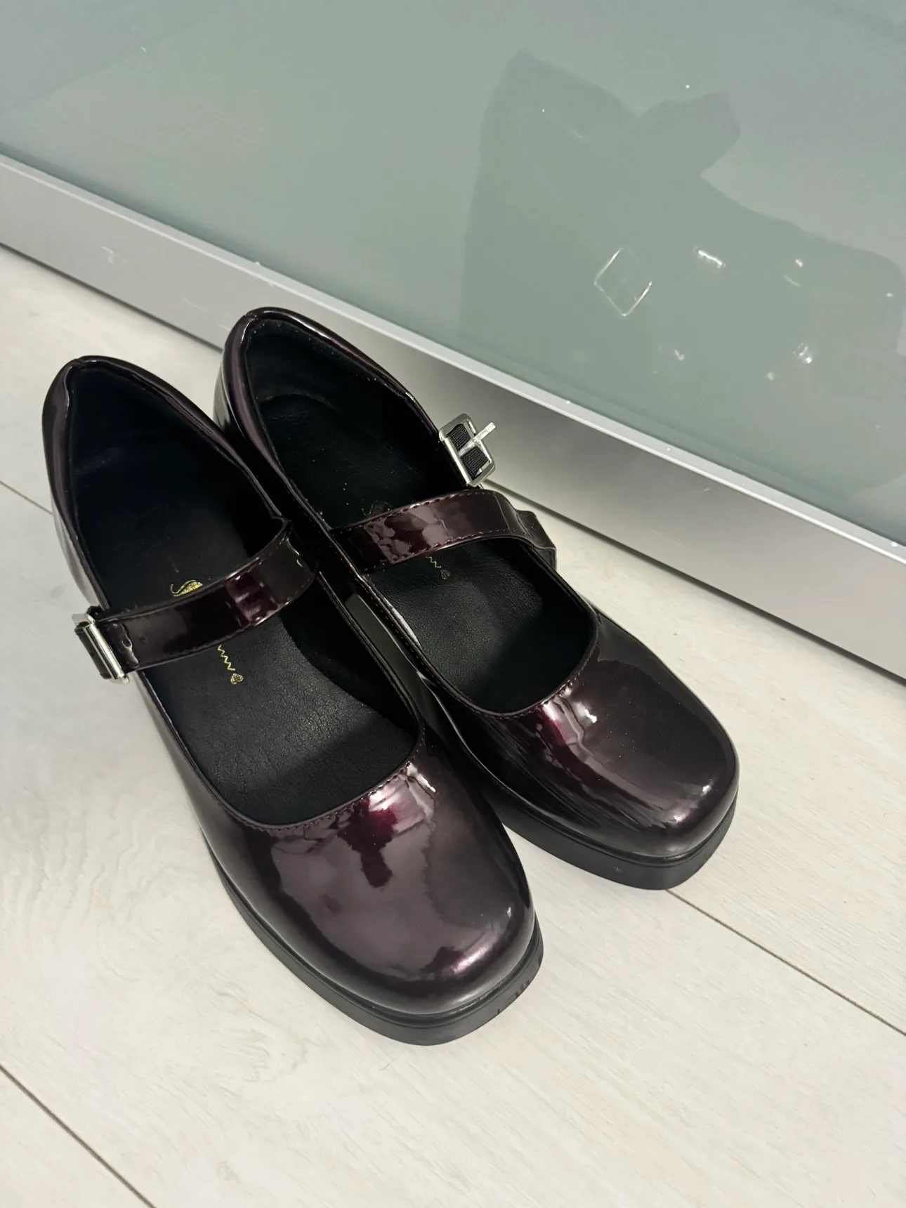 Burgundy Shein Leather Platform Heels thumbnail