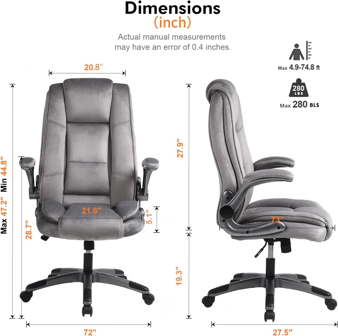 Grey Velvet Executive Office Chair ▫️BRAND NEW▫️ image indicator(2)