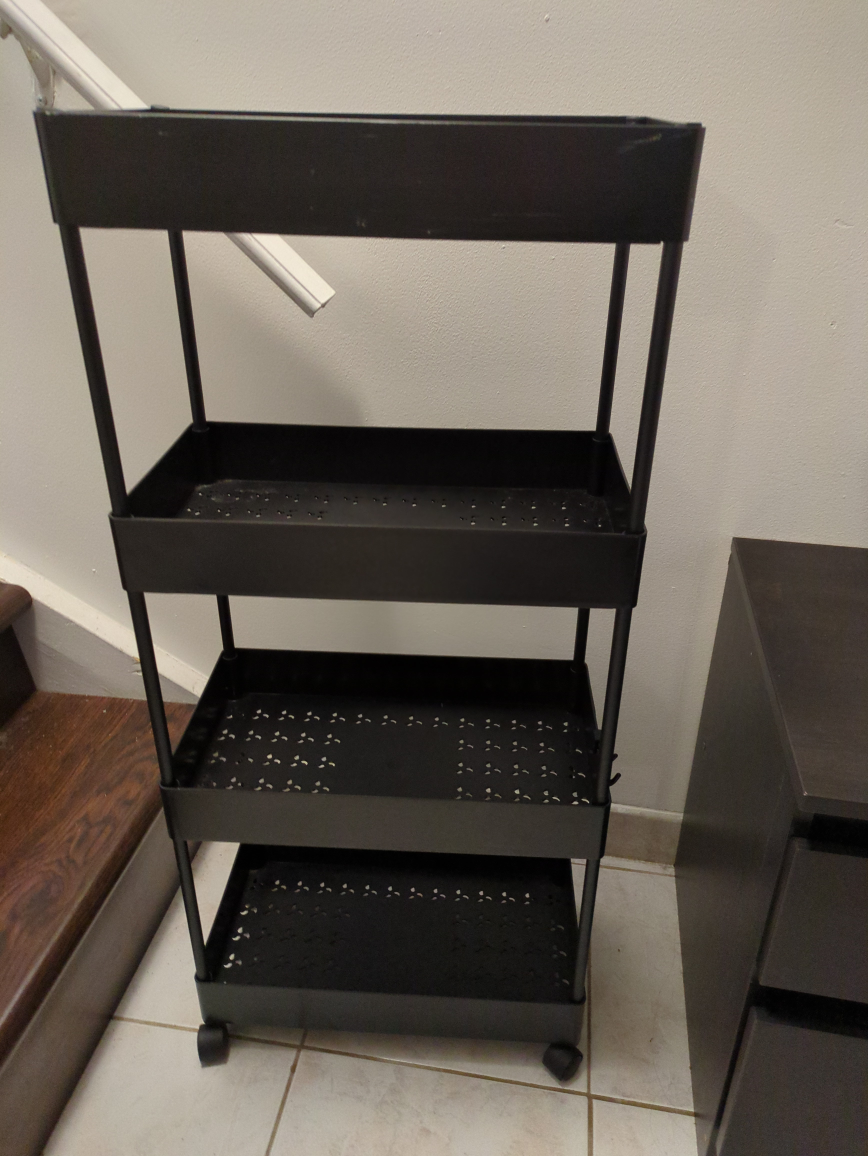 Black 3-Tier Rolling Cart and 2-Drawer Nightstand - photo 3