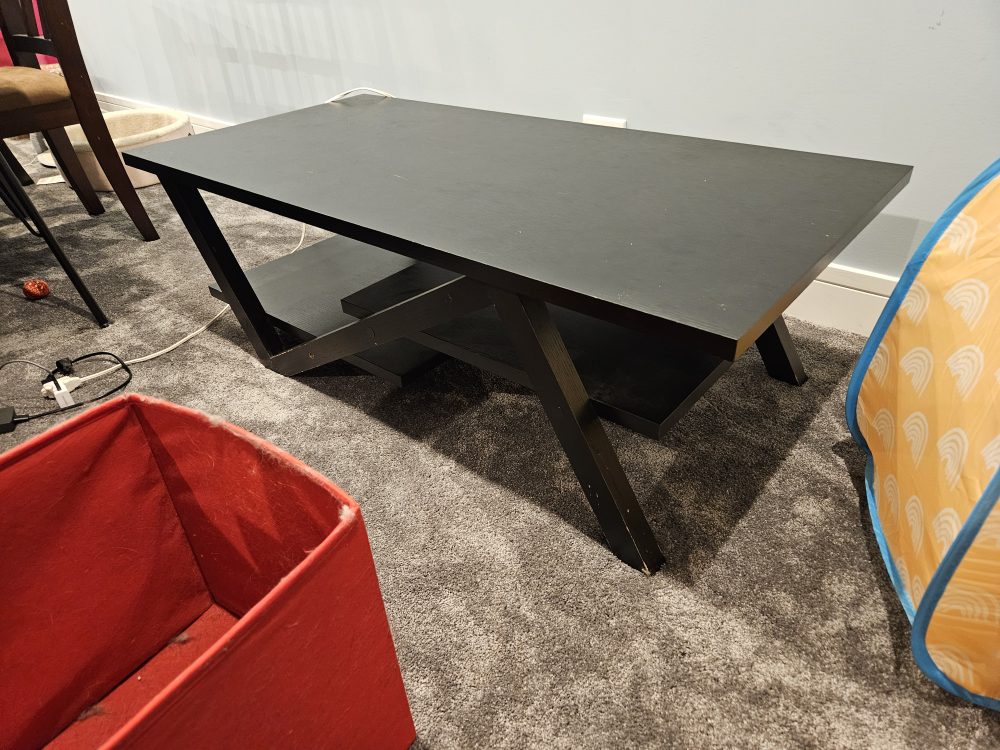 Black Coffee Table with Shelf
