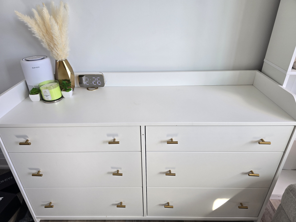 White Dresser with Gold Hardware