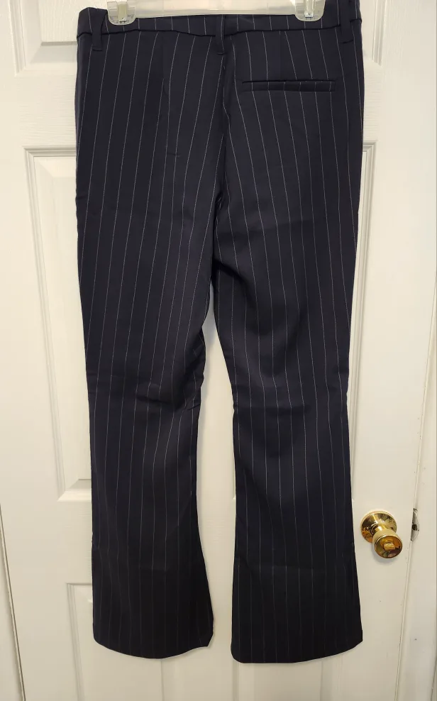 New Women's H&M Navy Blue and White Striped Pants - Size 10 image indicator(9)