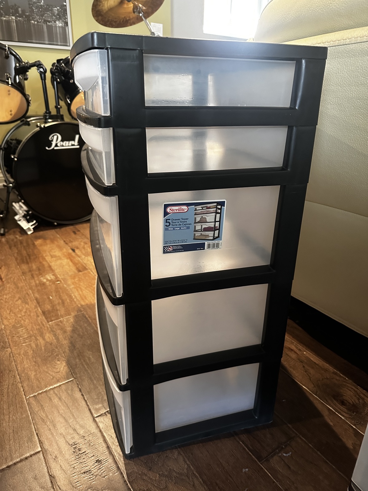 5-Drawer Tower, Black with Clear Plastic Drawers - Organizer - photo 2
