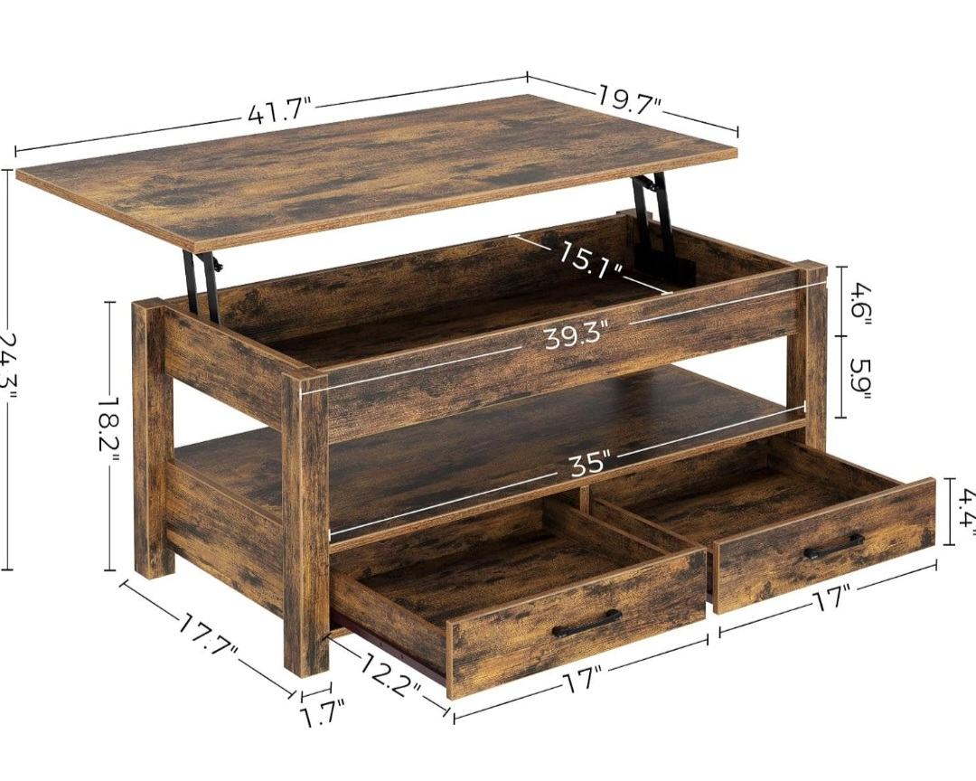 Lift-Top Coffee Table with Storage - photo 4