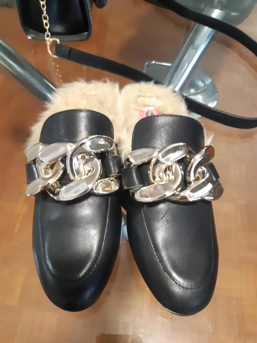 Steve Madden Black Fur Mules