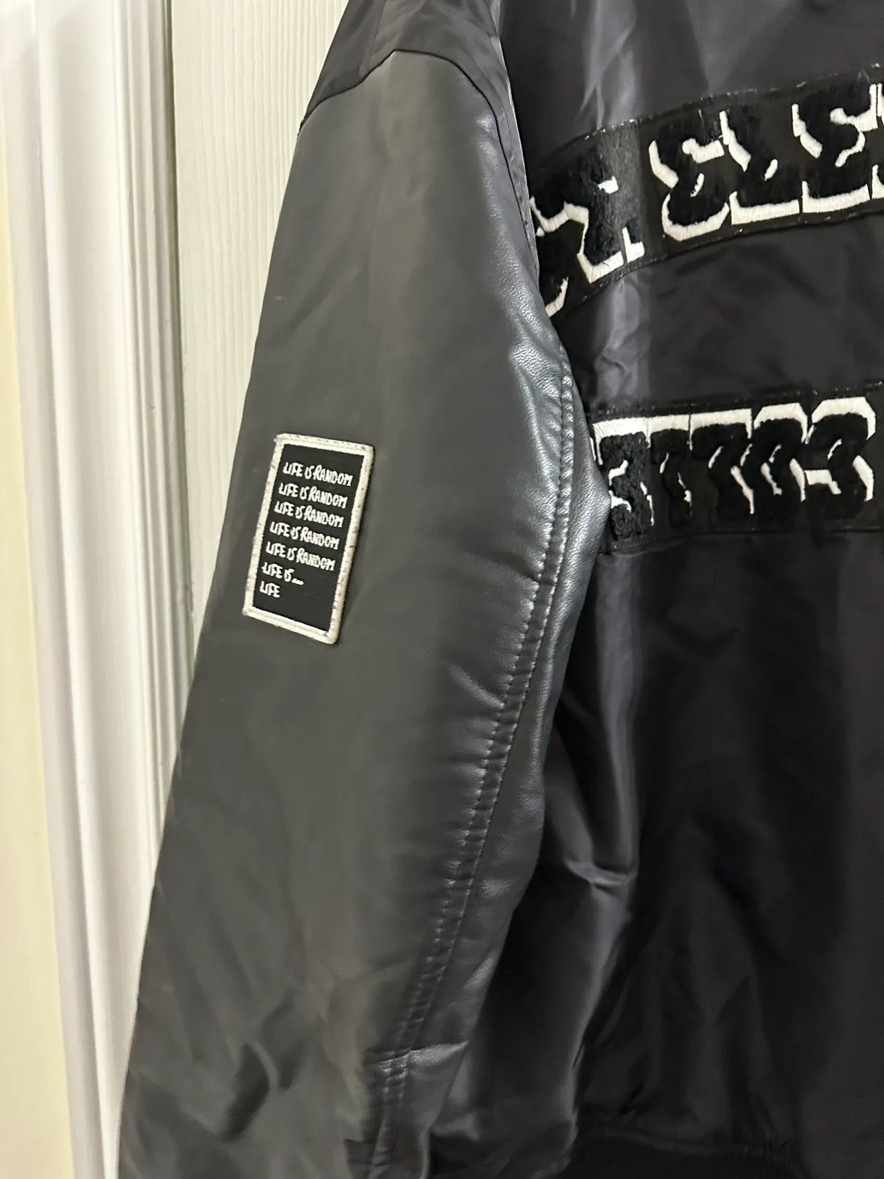 Zara Black Bomber Jacket with Patches image indicator(4)