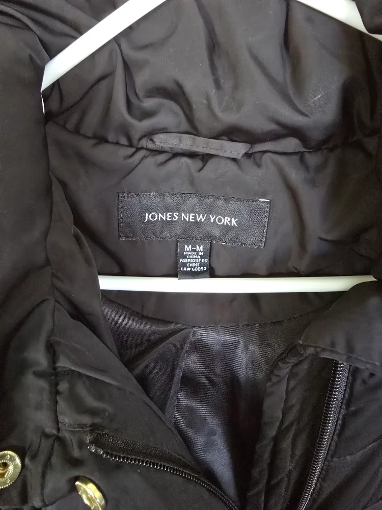 Jones New York Black Winter Coat with Fur Hood image indicator(3)