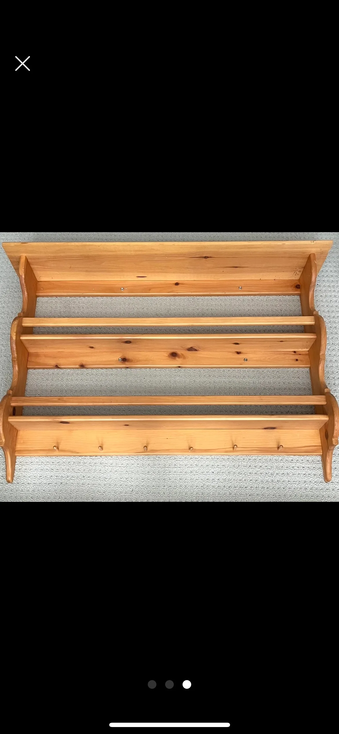 Knotty pine 3 tier shelf in like new condition image indicator(3)