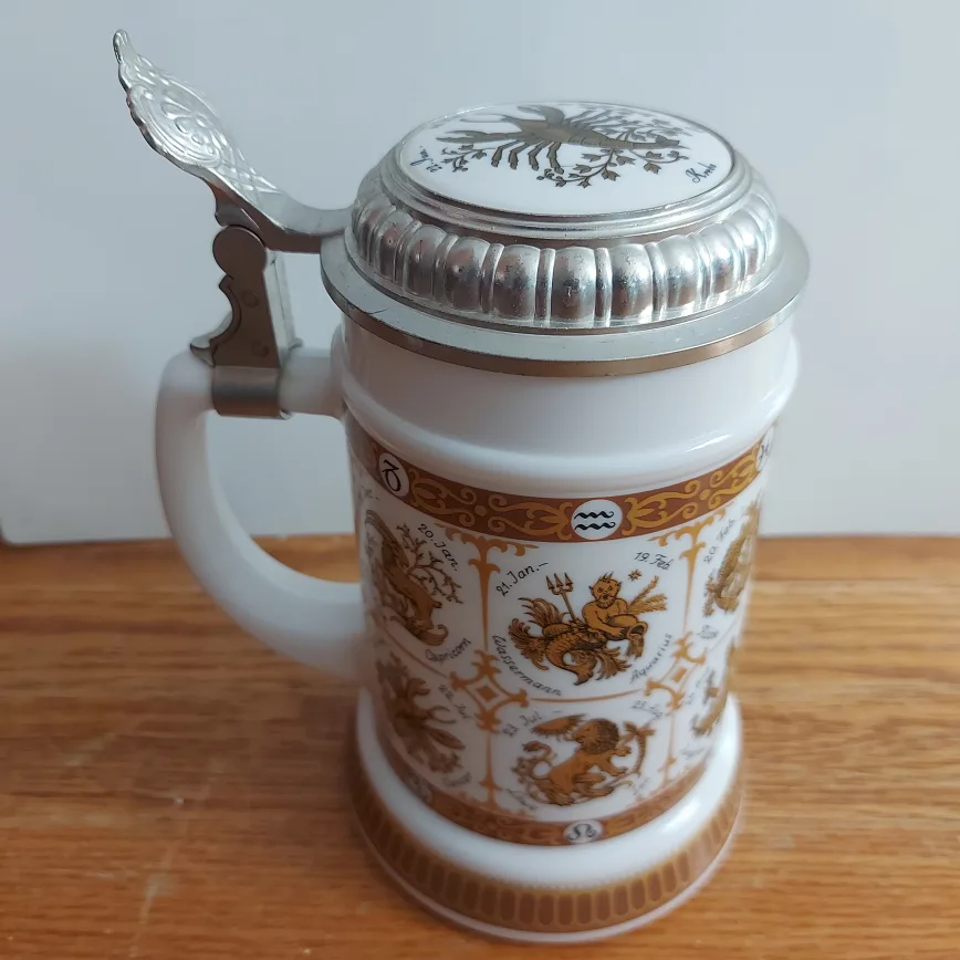 Original Antique West German Beer Stein with a Lid - NEW image indicator(2)