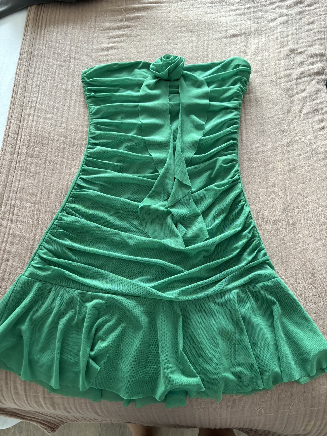 Green Strapless Mini Dress