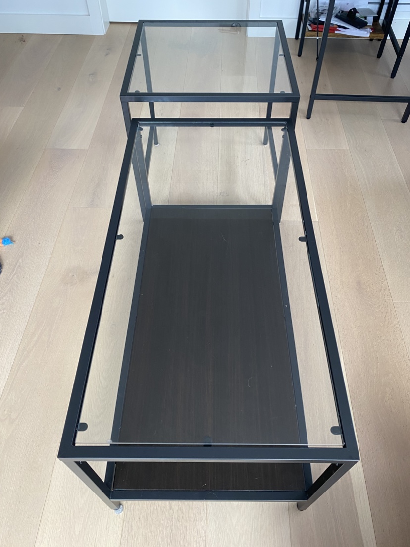 Glass and Metal Coffee Table Set - photo 3