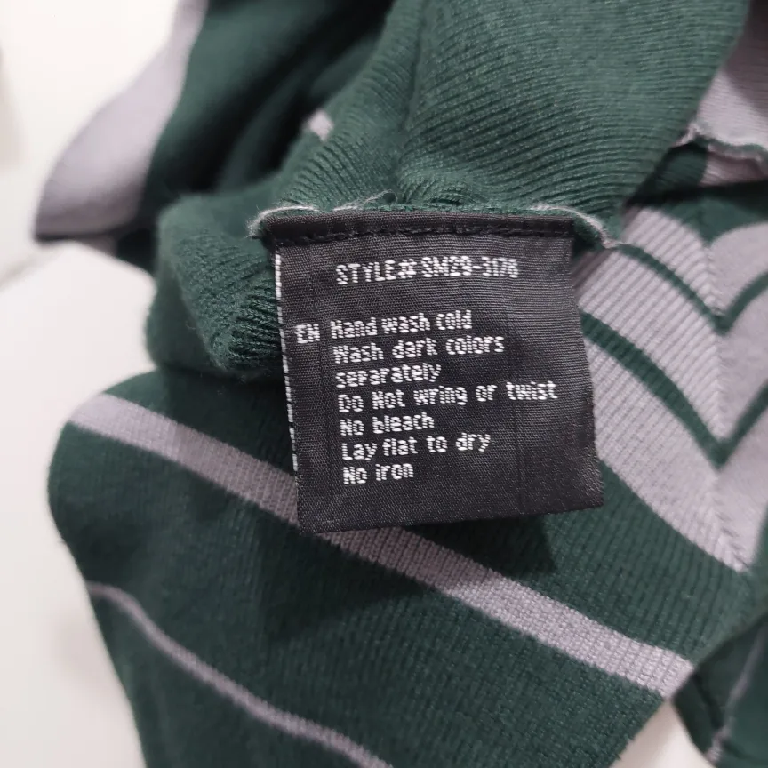 ReVamped Long Sweater Dress Knits Green and Grey Striped Dress image indicator(6)