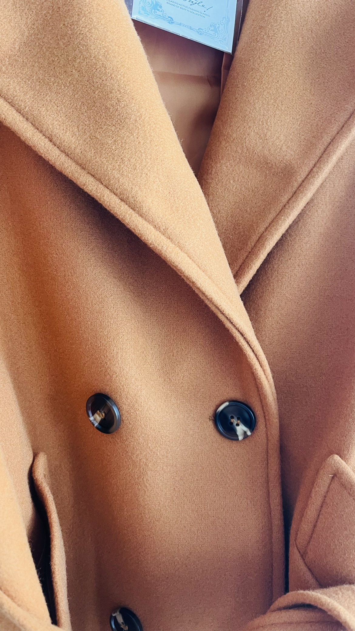 Brown Double Breasted Peacoat with Belt - photo 3