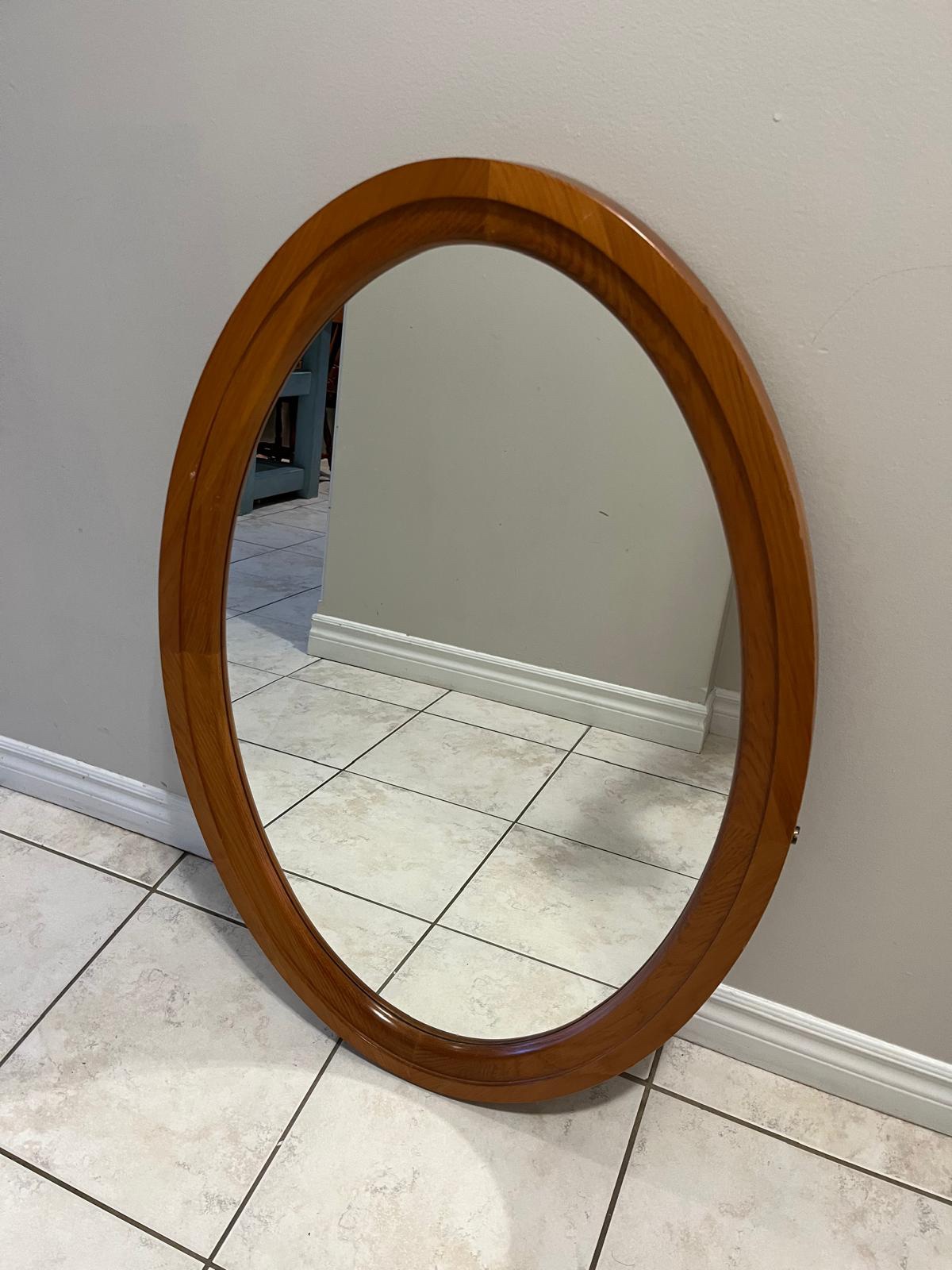 Oval Wooden Framed Mirror