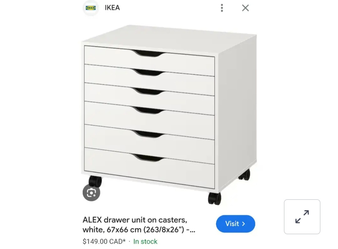 IKEA ALEX 5-Drawer Unit on Casters, White