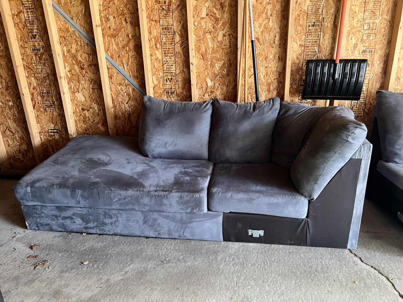 Greyish Blue L Shaped Chaise Sectional & Arm Chair