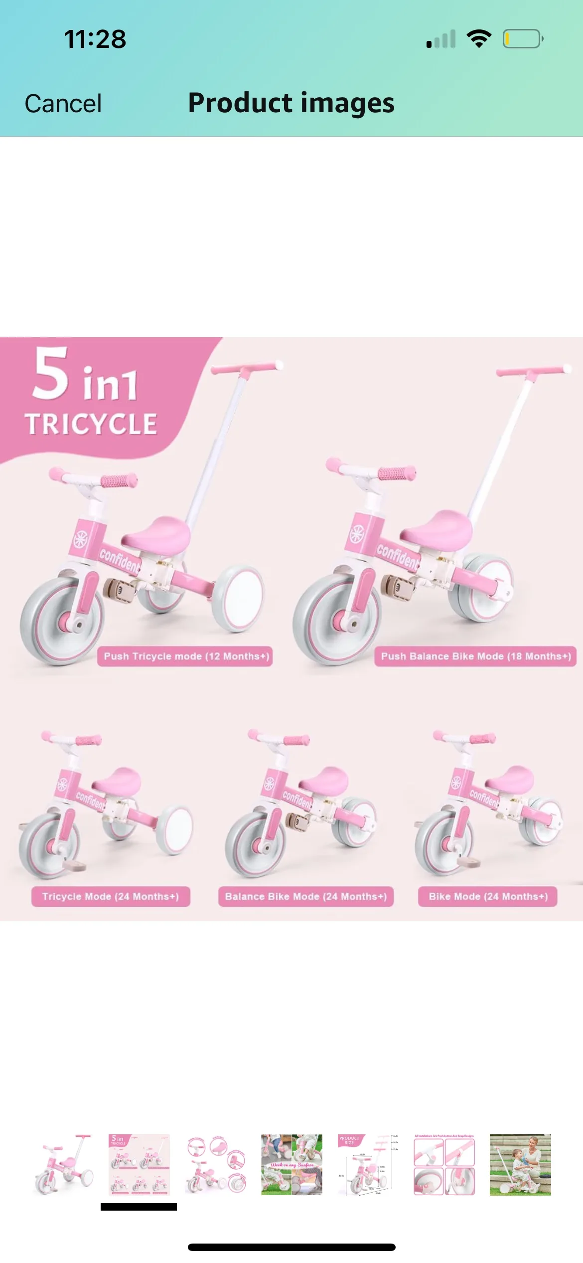 🥕Open box🥕 Tricycles for kids, 5 in 1 Toddler Balance Bike image indicator(8)