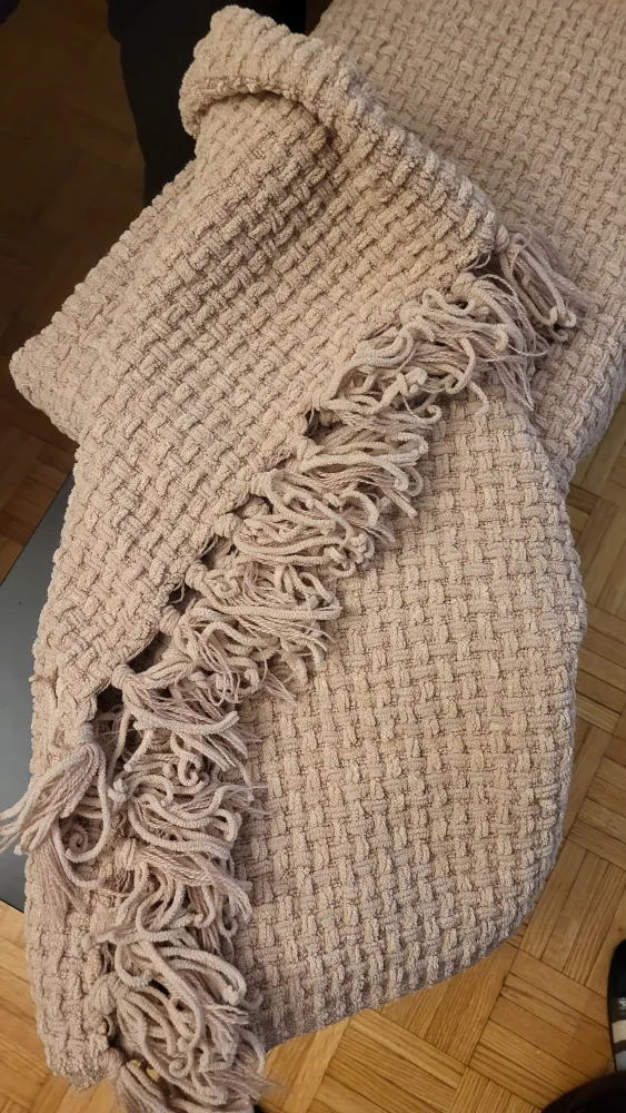 Soft Pink Throw Blanket with Tassels image indicator(4)
