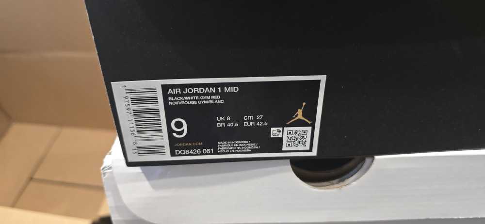 Air Jordan 1 Mid Black/White-Gym Red Size 9 - photo 4