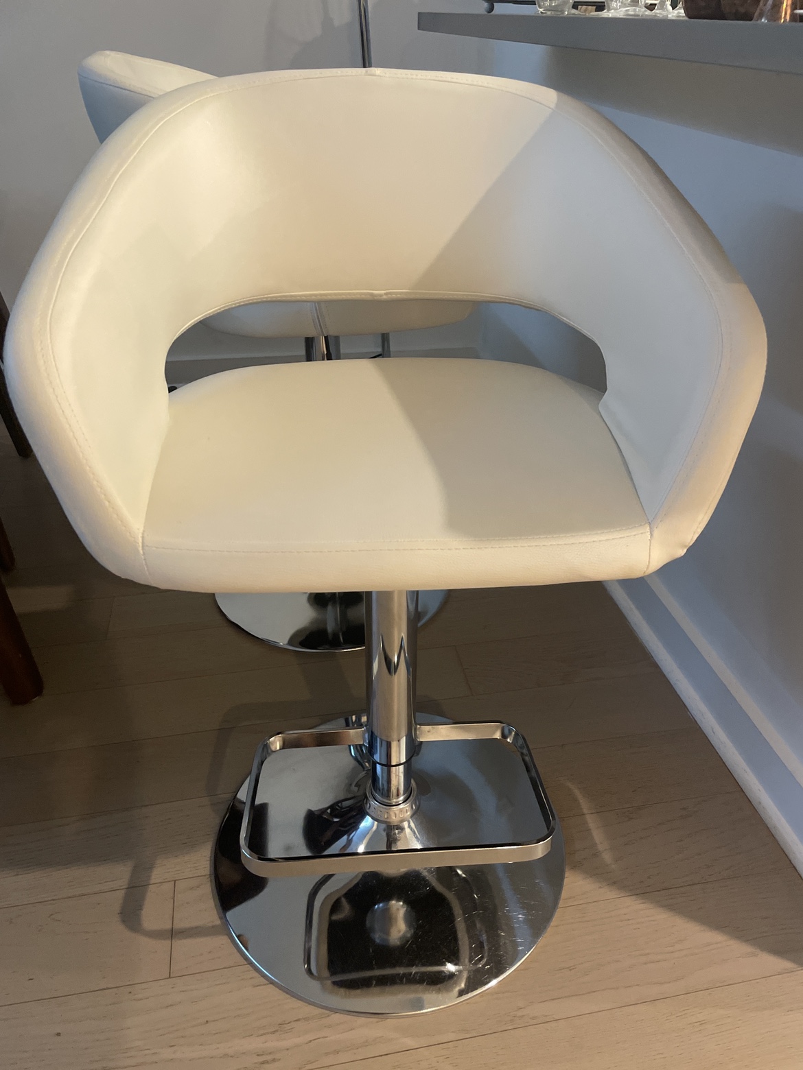 Two White Swivel Bar Stools - photo 4