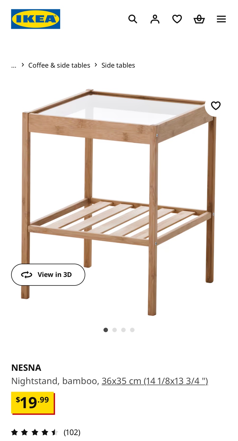 IKEA NESNA Bamboo Nightstand