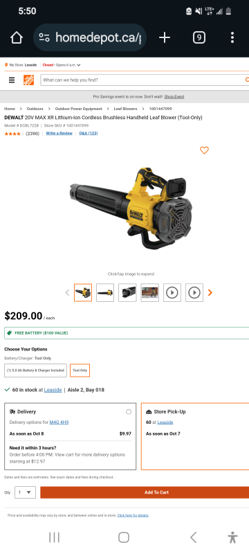 DEWALT 20V MAX XR Cordless Leaf Blower - photo 2