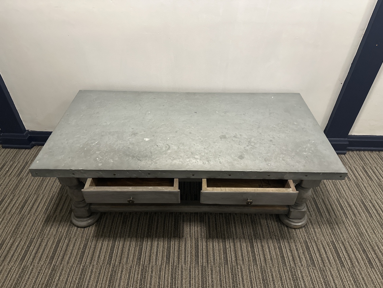 Metal Top Coffee Table with Drawers - photo 3