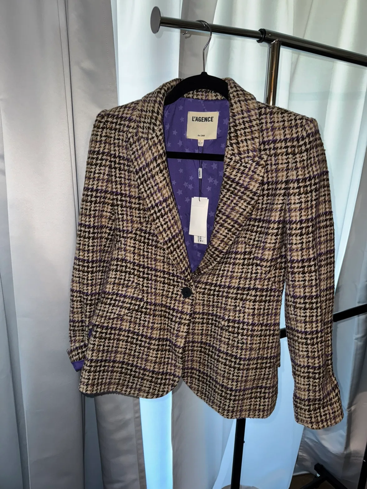 L'AGENCE  Chamberlain Tweed Blazer - Tan Multi Twill Plaid image indicator(2)