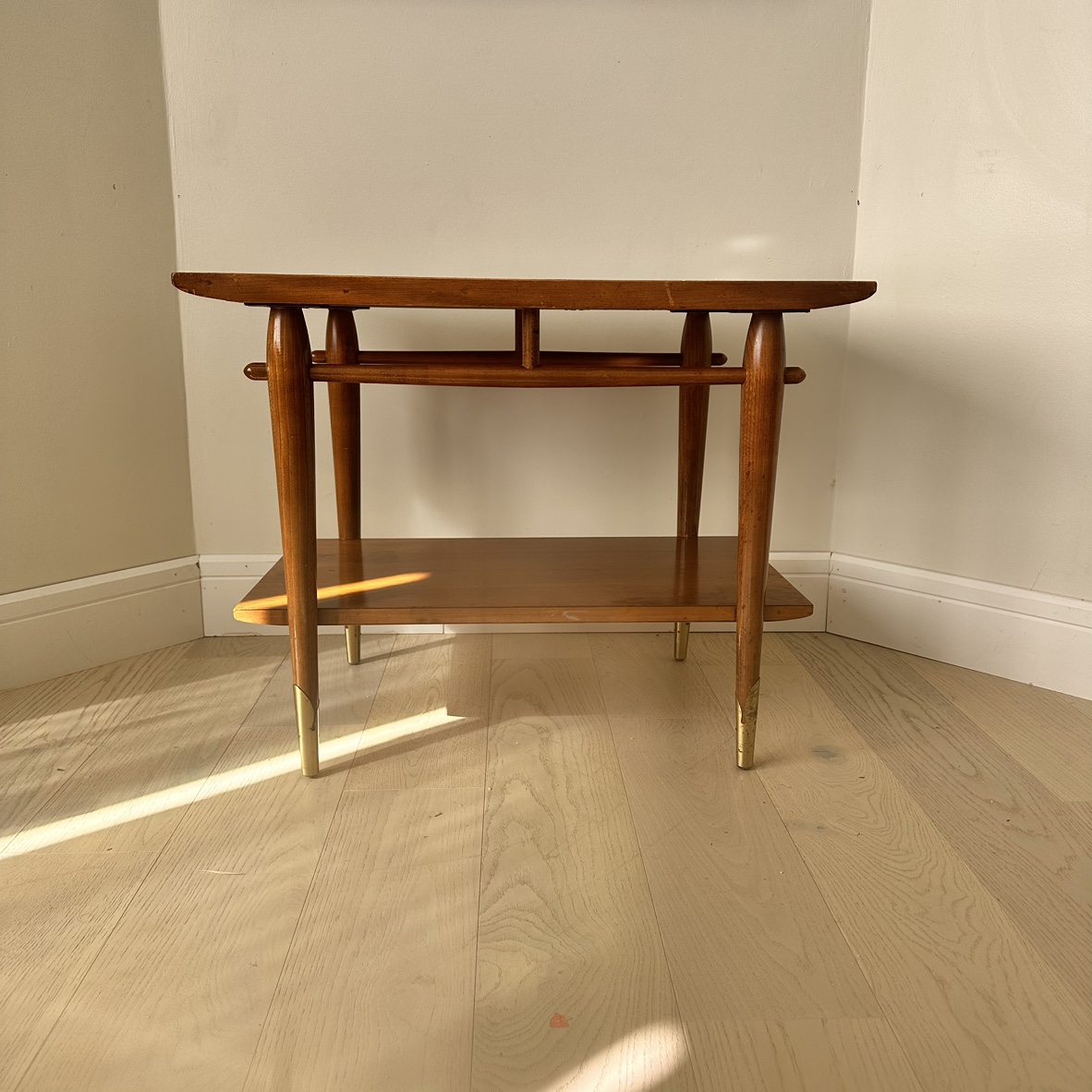 Mid Century Modern End coffee side Table wood brass - photo 4