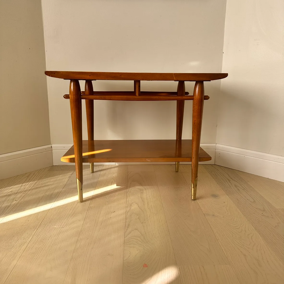 Mid Century Modern End coffee side Table wood brass image indicator(4)