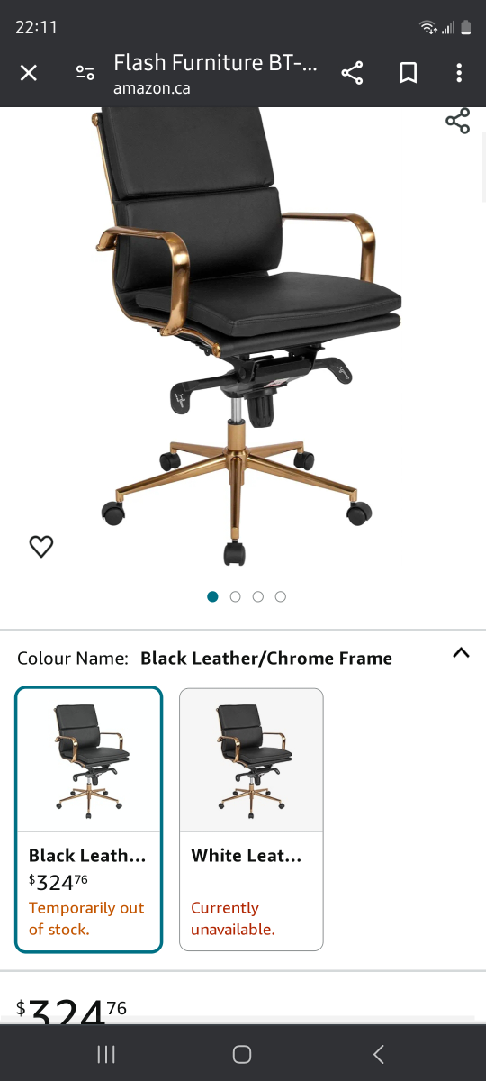 Executive Black and Gold Leather Office Chair