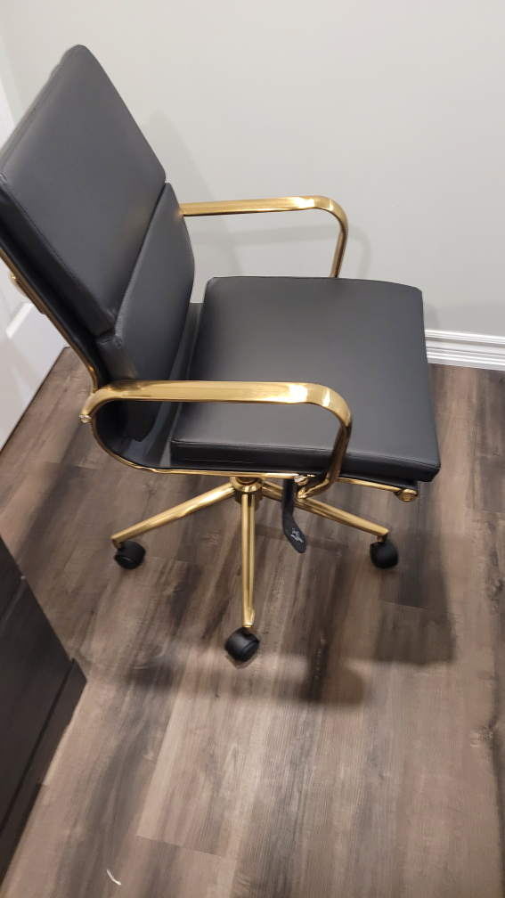 Executive Black and Gold Leather Office Chair - photo 2