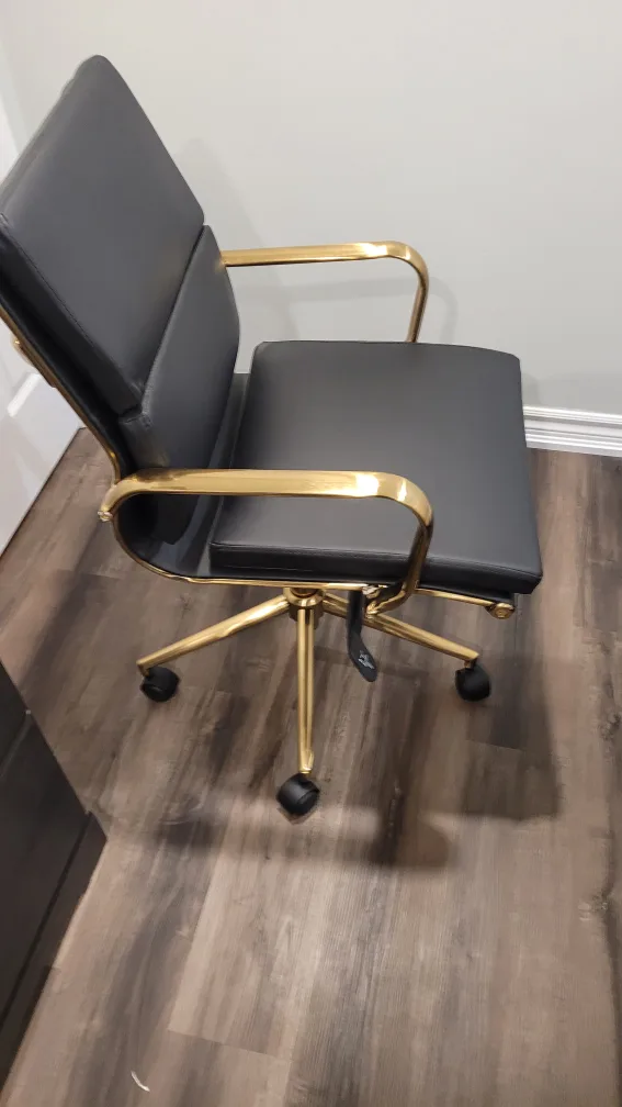 Executive Black and Gold Leather Office Chair image indicator(2)