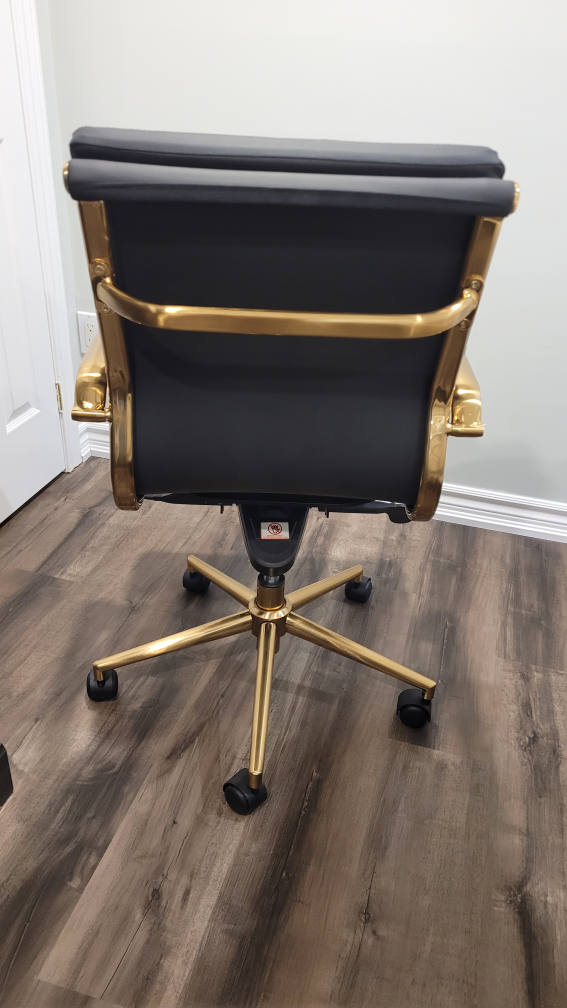 Executive Black and Gold Leather Office Chair - photo 3