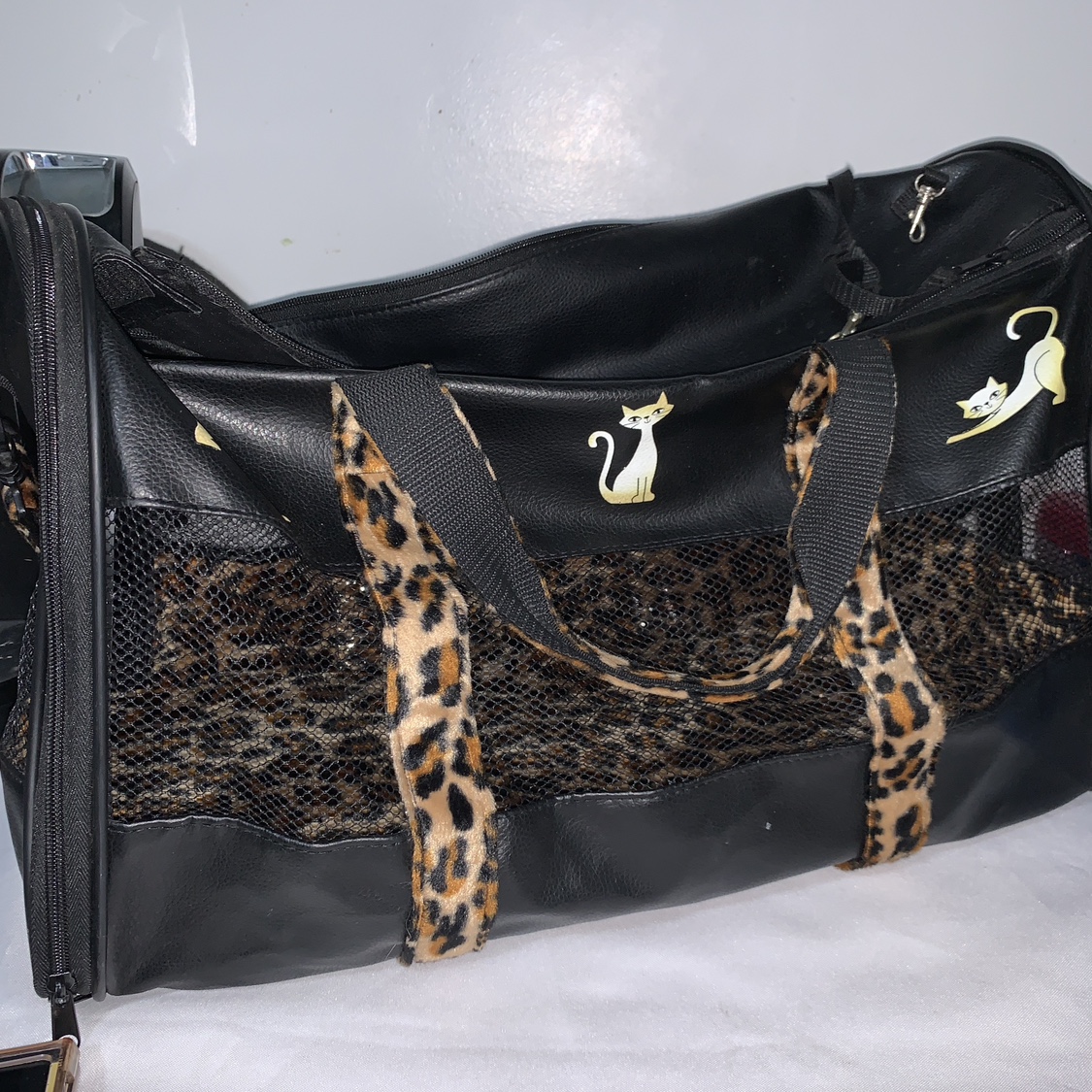 Cat Carrier Bag Leopard Print, black cat travel bag - photo 5
