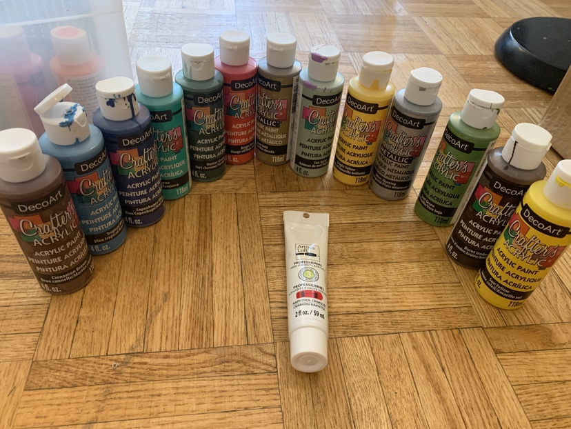 Acrylic Paint Set, Paint Pots, Brushes