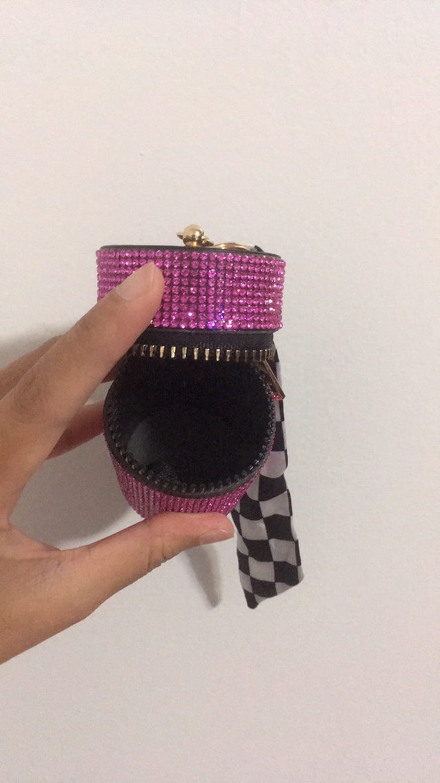 Red Pink Purple Black Rhinestone Bag Charm Keychain - photo 5