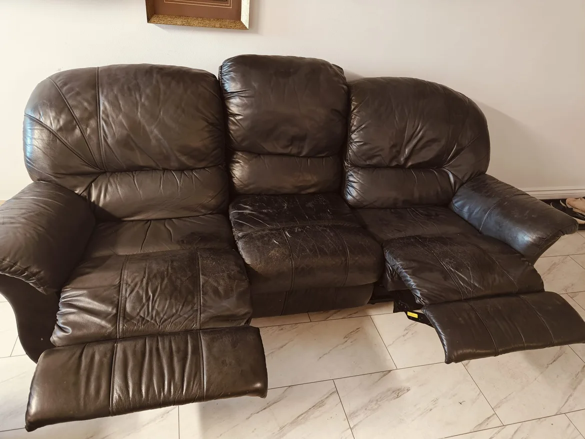 Black Leather Recliner Sofa - FREE