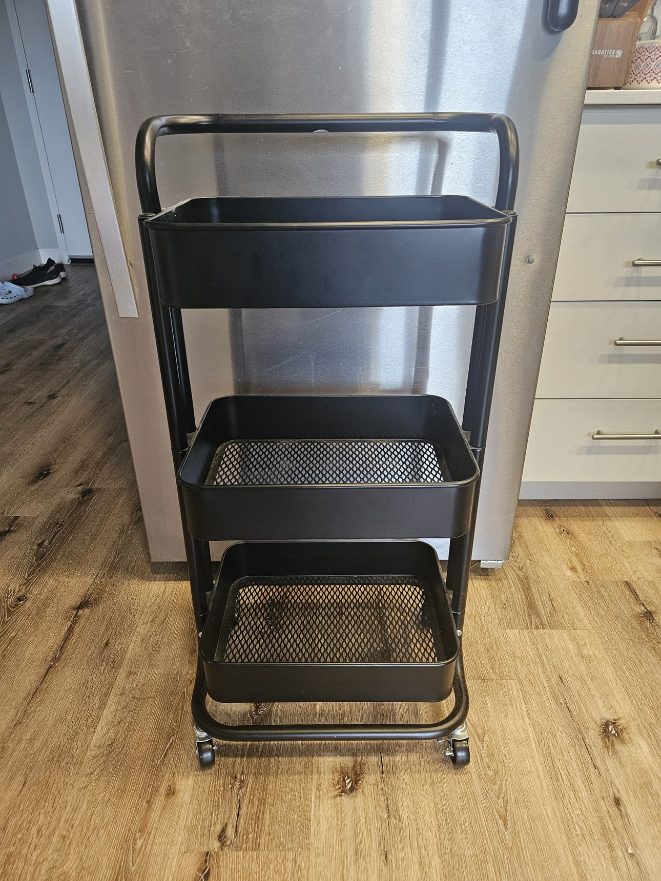 Black 3-Tier Rolling Utility Cart - photo 3