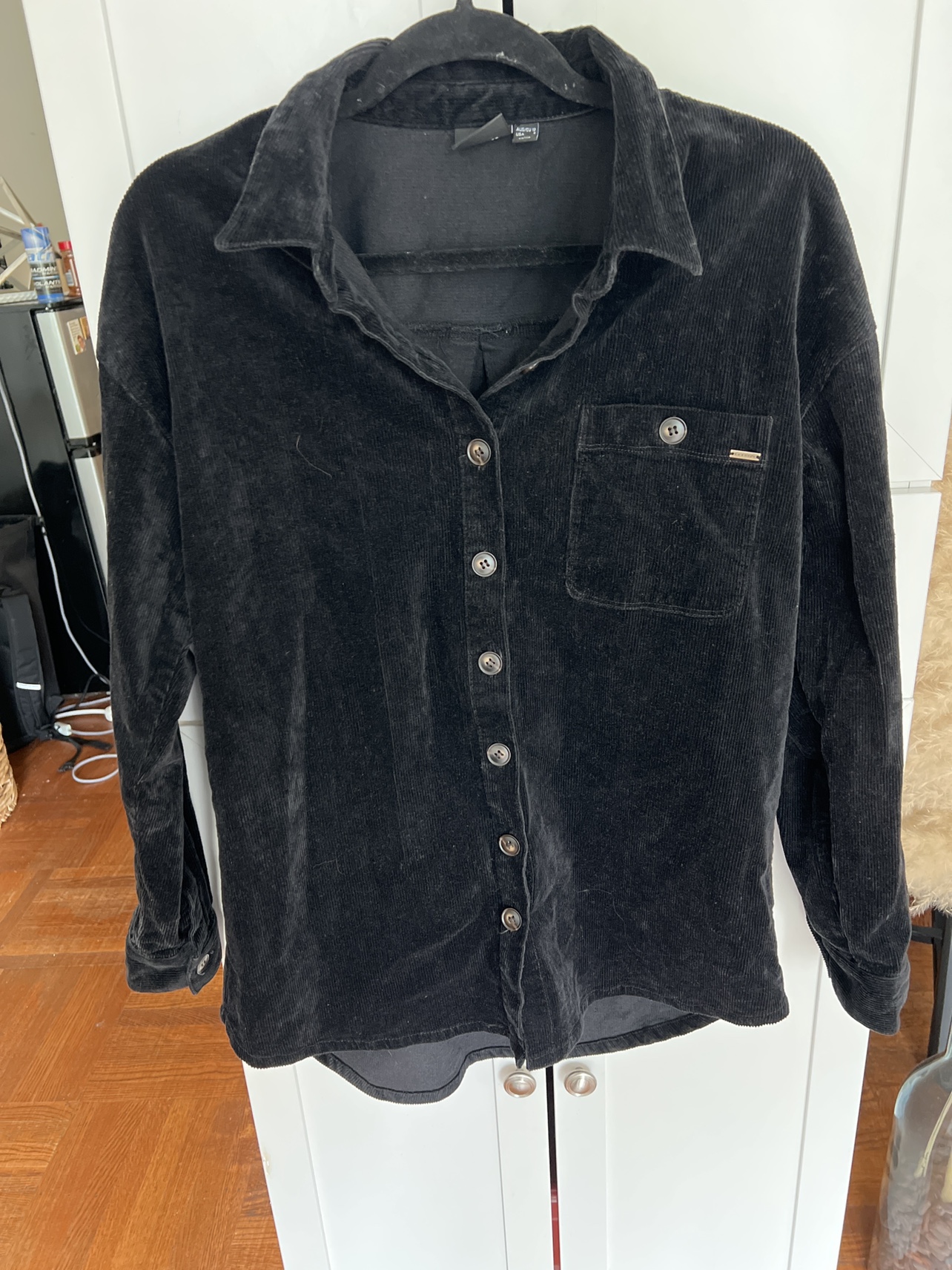 Black Corduroy Button Up Shacket - photo 2