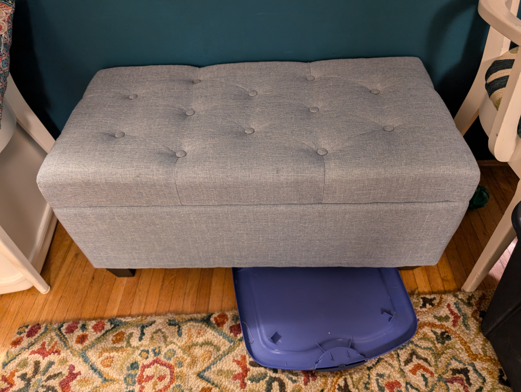 soft bench with storage, like new
